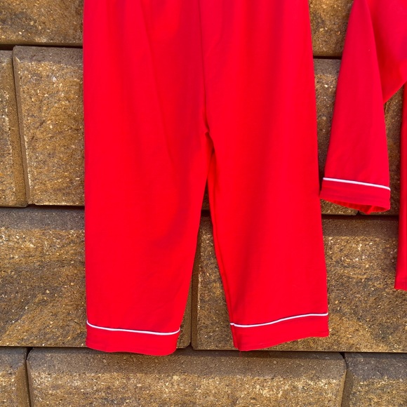 RED WITH WHITE PIPING CHRISTMAS PAJAMAS - Picture 2 of 6